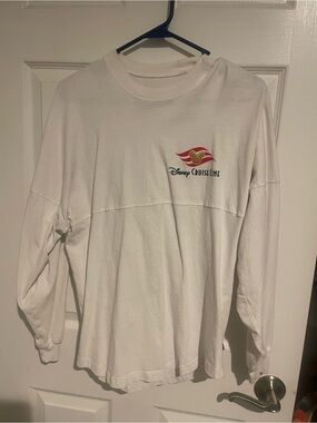 Disney White Long Sleeve Tee with Red & Gold Cruise Line Logo